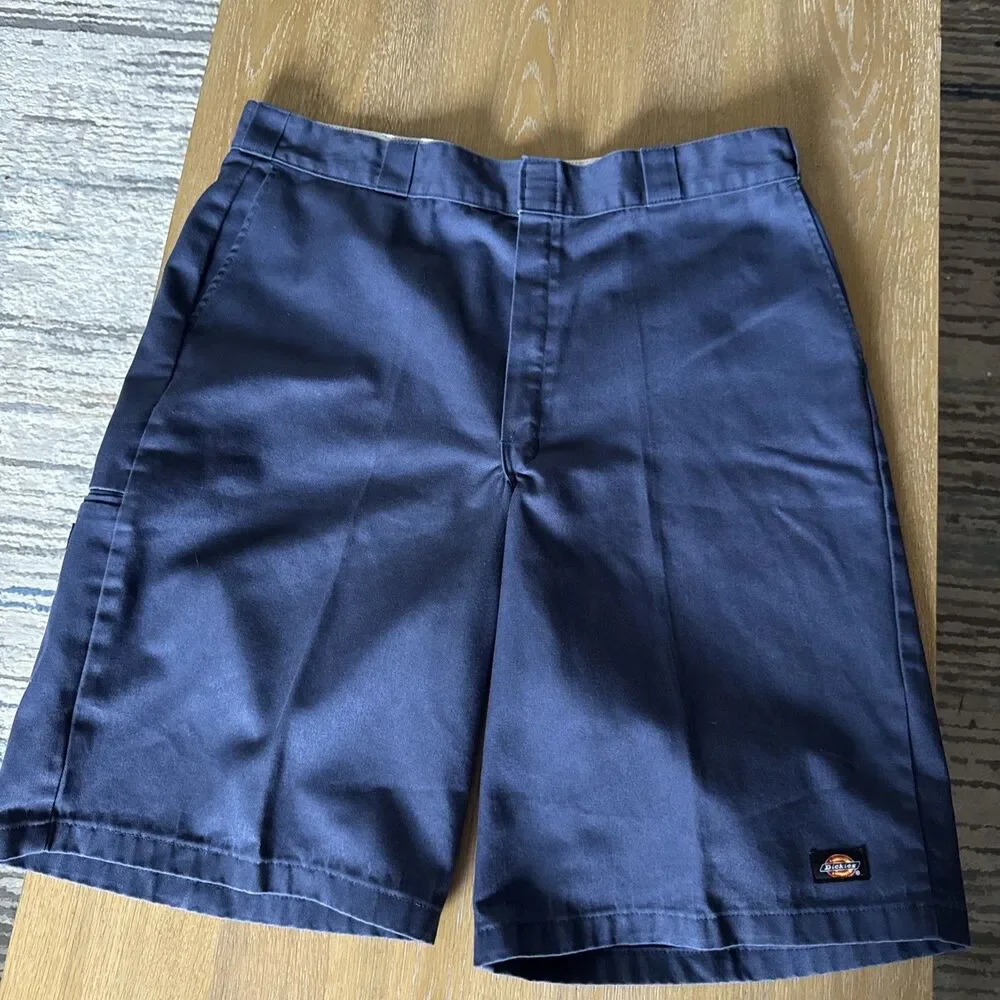 Rare Vintage Dickies Elite Metal Clasp Work Shorts Dark Blue Sz 40X12 Very Clean